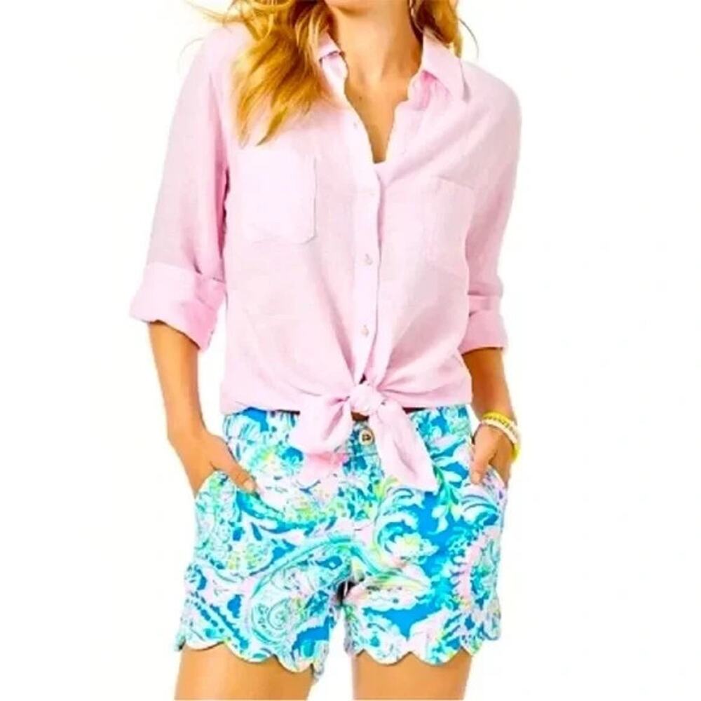 Lilly Pulitzer Buttercup Knit Multicolor Dream Team Scallop Shorts US 2 LN